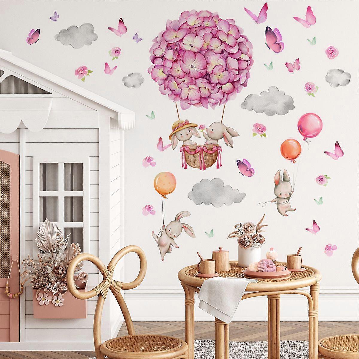 Hot air balloon rabbit wall sticker