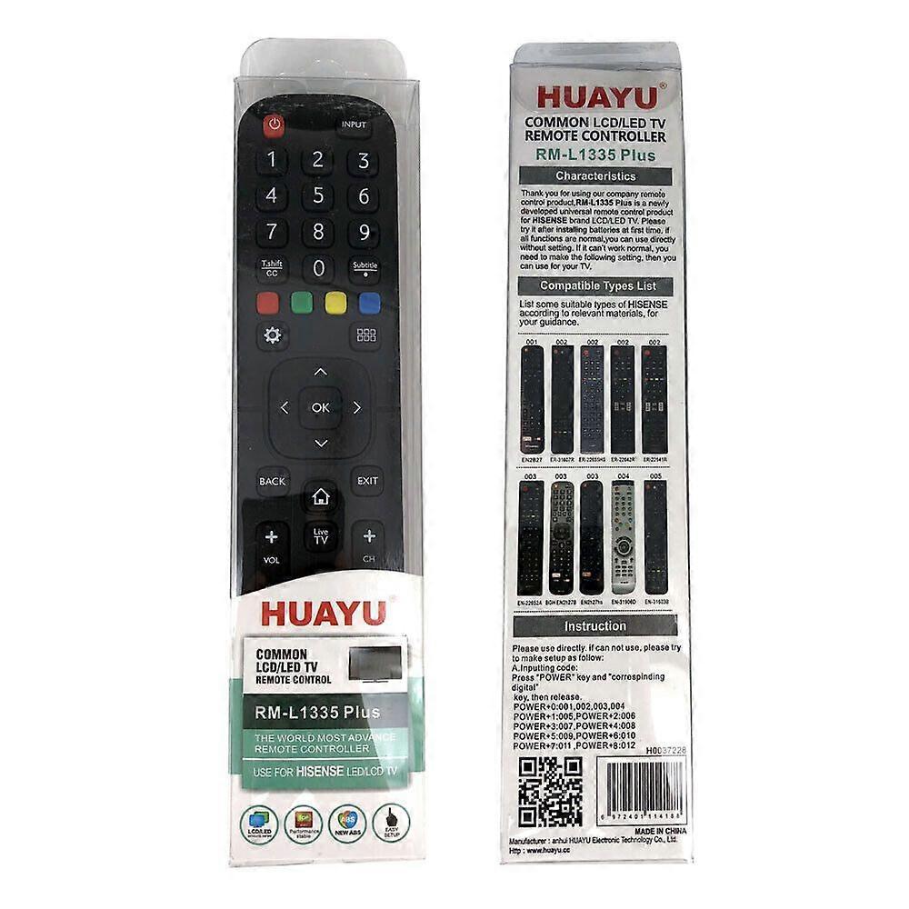 New HUAYU RM-L1335 Plus Universal For Hisense TV Remote Control EN2B27 EN2BB27H