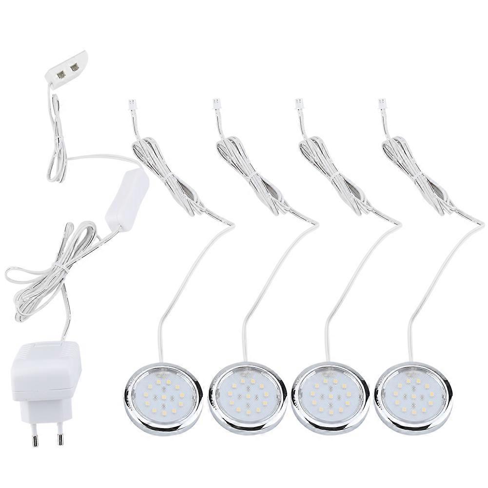 Dimmable Under Cabinet Lighting, 220V EU Plug LED Puck Lights for Kitchen Counters with Auto Off Function (4 Pieces)