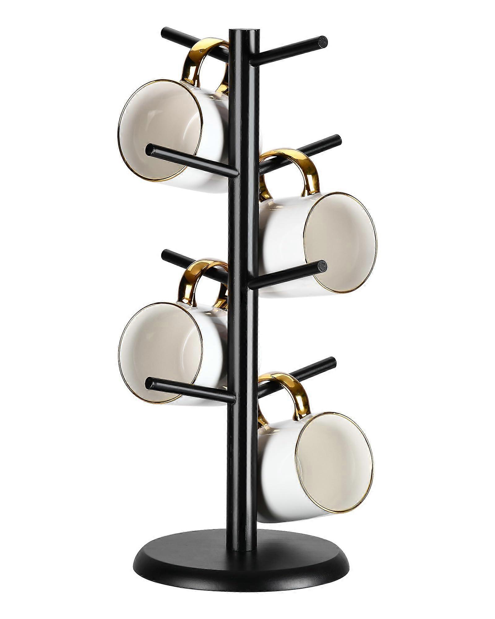 Coffee mug tree with 8 hooks, wood stand