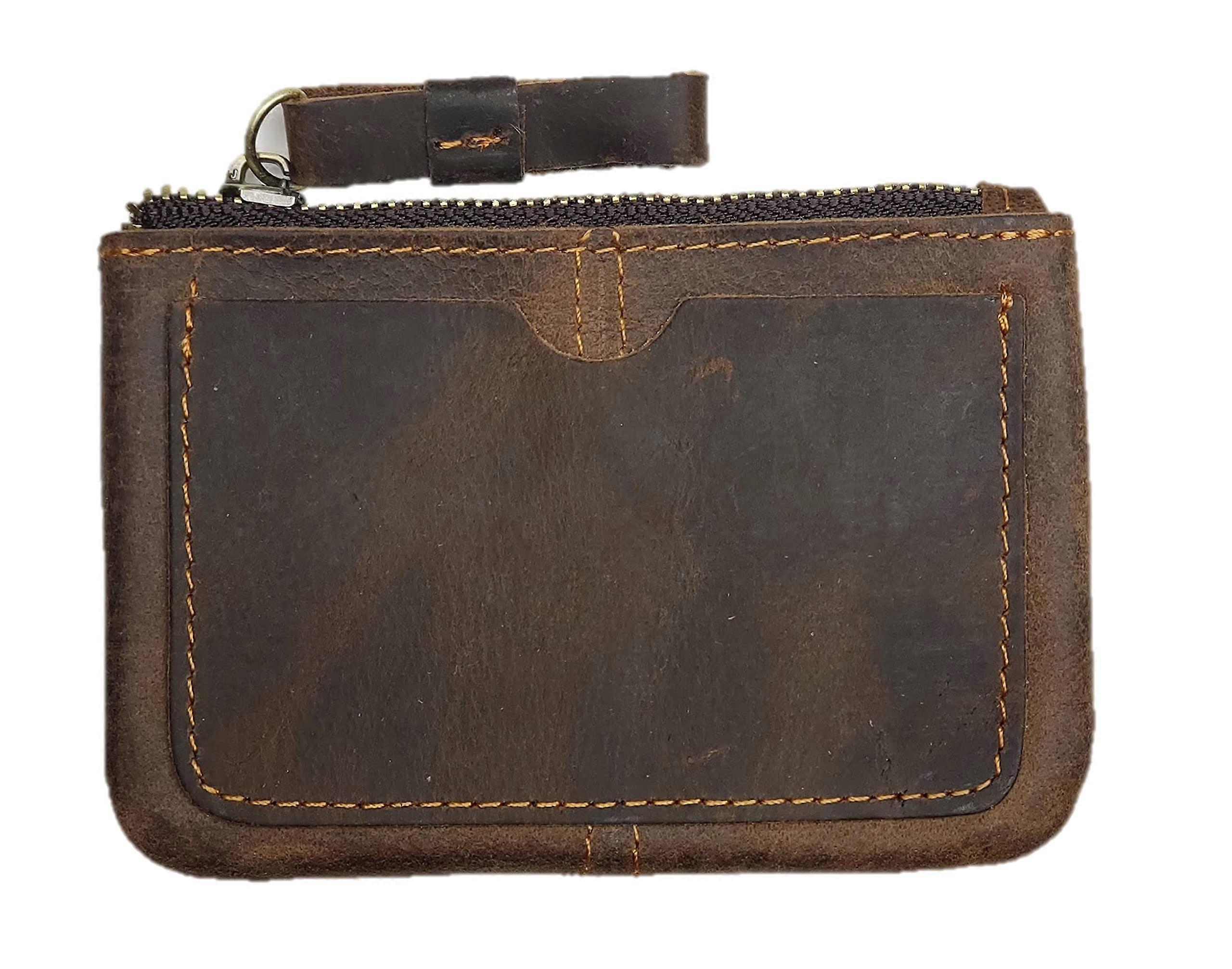 Vintage Cowhide Leather Slim Coin Wallet for Everyday Use