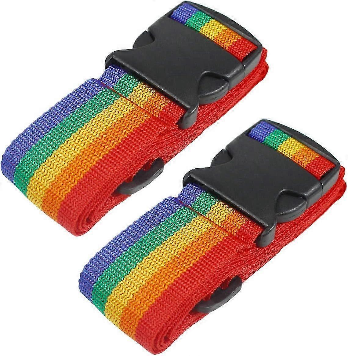 Strapazierfähige Gepäckgurte für Koffer Packbänder Reisezubehör Verstellbarer Taschengurt 2er-Pack Regenbogen