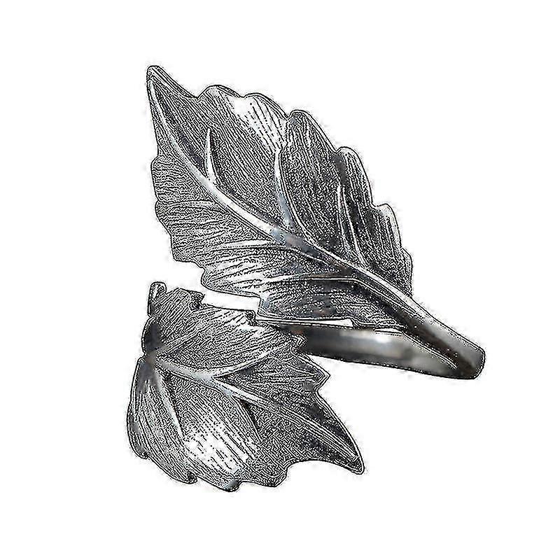 925 Silver Antique Women's Open Thai Silver Leaf Ring A