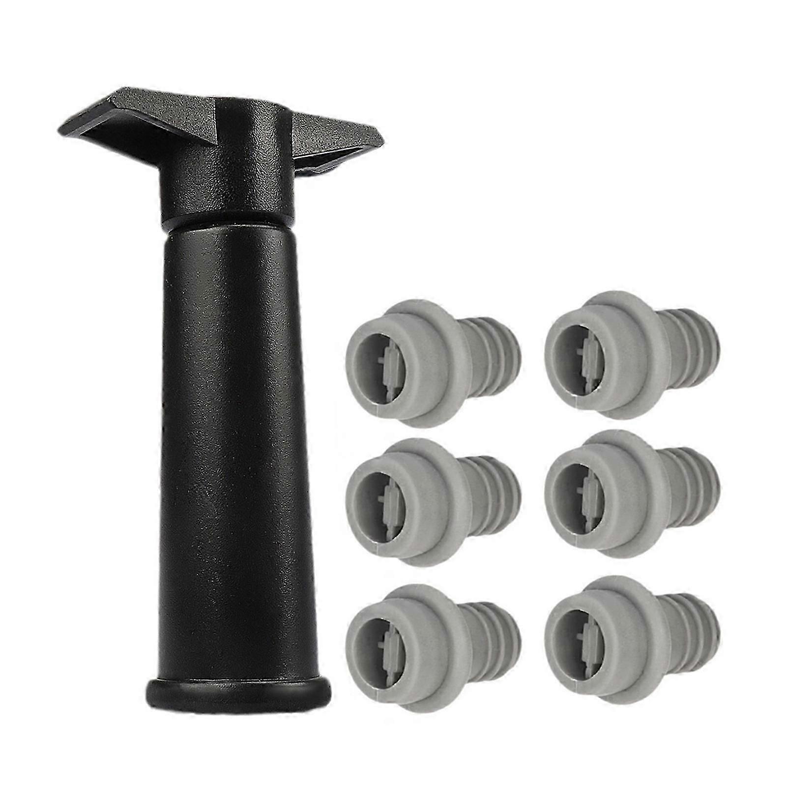 Wine Saver Vacuum Pump with 6 Stoppers Easy Manual Operation Leak-Proof Silicone Seal Preserve Flavor Red Wine Preservation Kit for Most Bottles P2025