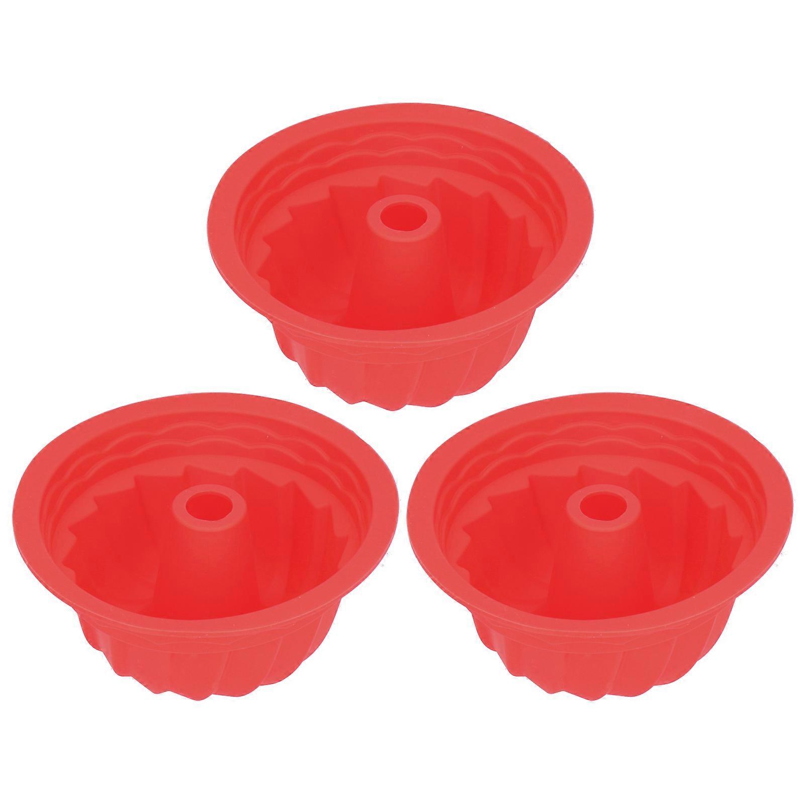 Silicone Baking Molds 3-Piece Fluted Round Cake Pan Non-Stick Bakeware Set for Bread and Cakes