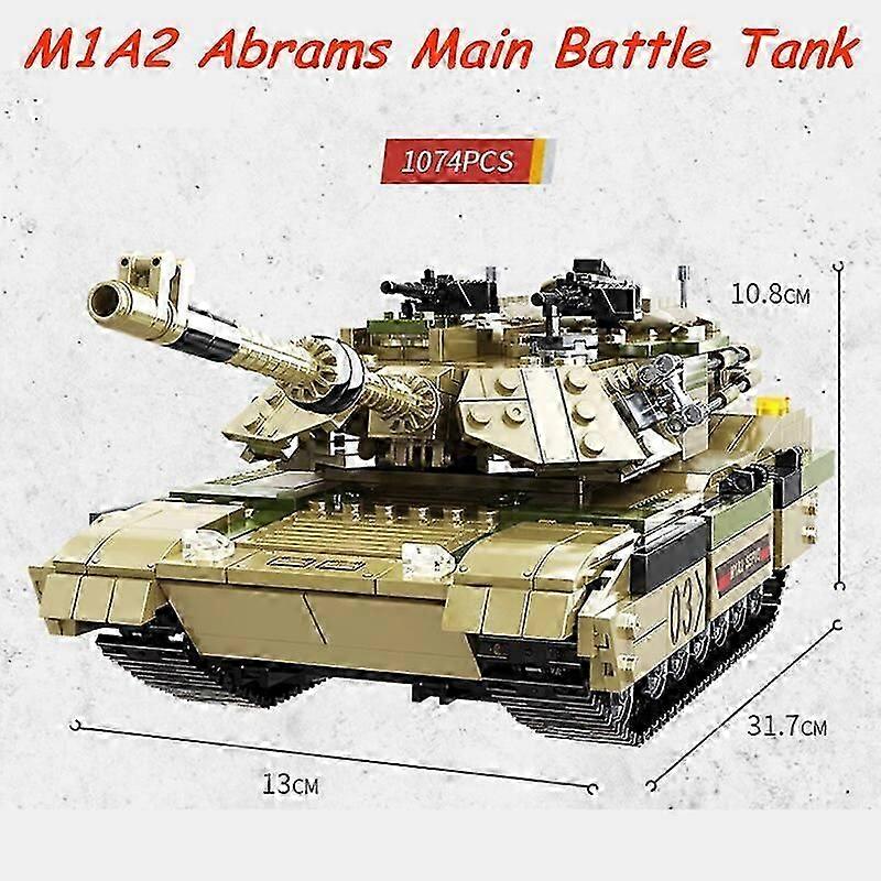 M1a2 Abrams Main Battle Tank Building Blocks Ww2 Military Bricks Army Soldier Weapons Toys For Kids Gift 1074pcsm1a2 Abrams31.7cm Long Remote Control