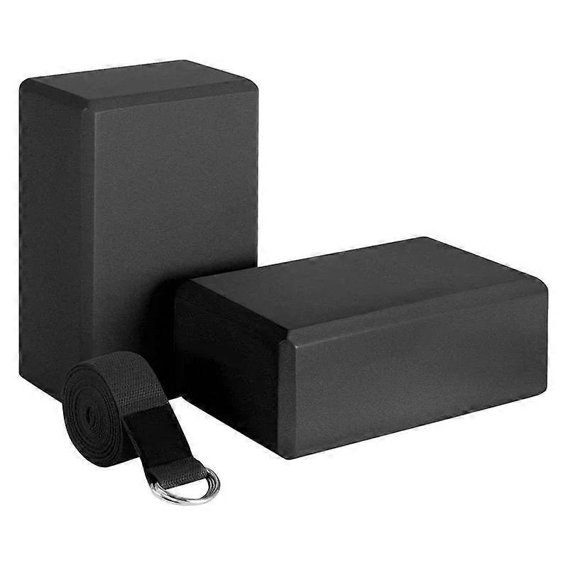 Yoga Block and Yoga Strap Set EVA Foam Soft Non-Slip Yoga Blocks Universal Pilates Stretching and Toning Workouts
