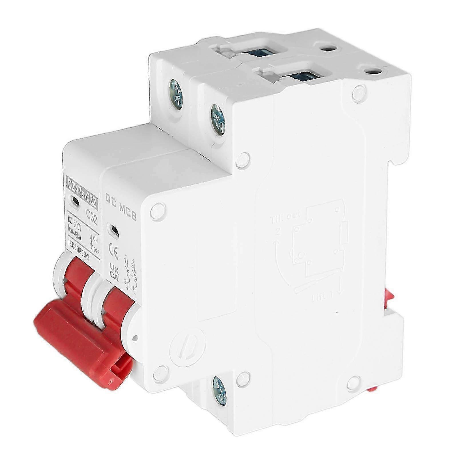 2P Small Circuit Breaker 6000A Breaking Ability DIN Rail Mounting Mini Circuit Breaker DC500V 32A
