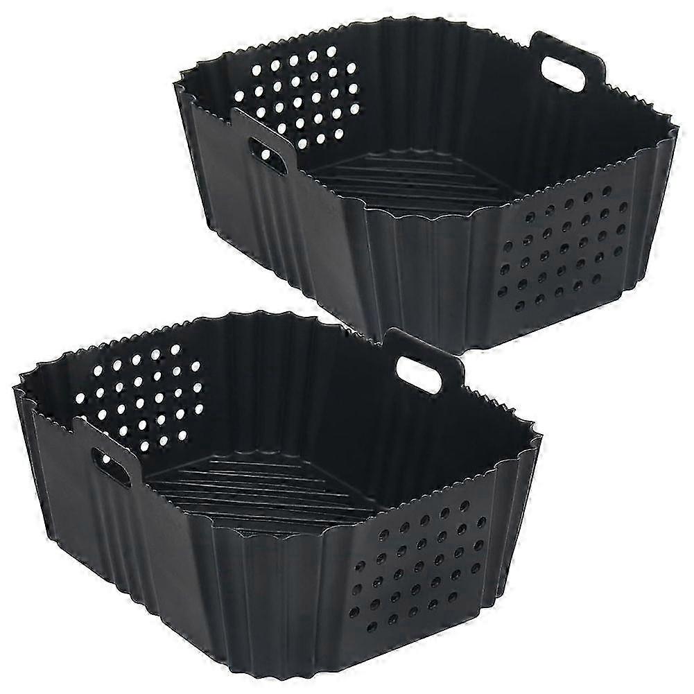 Air Fryer Liner For Sl401 Double Layer 2 Basket Air Fryer Reusable Rectangular Perforated Silicone L