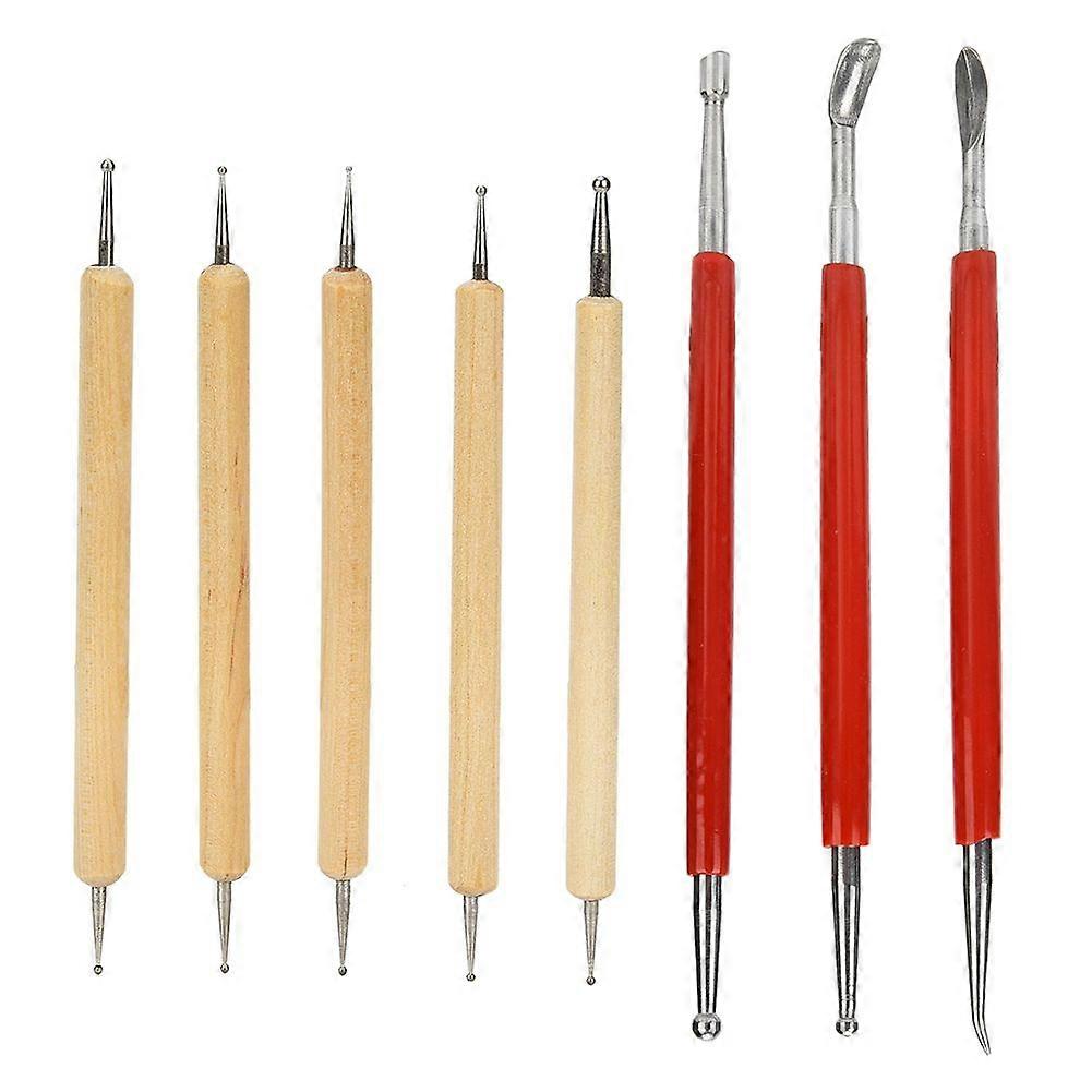 8pcs DIY Handmade Leather Craft Engraving Stylus Tool Spoon Double Head Drill Pen Kit
