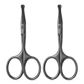 Multipurpose Beauty Tool, Stainless Steel Scissors With Rounded Tips For Safe Grooming, 2 Pcs Set For Eyebrow, Nose, Mustache, And Beard Trimming,
