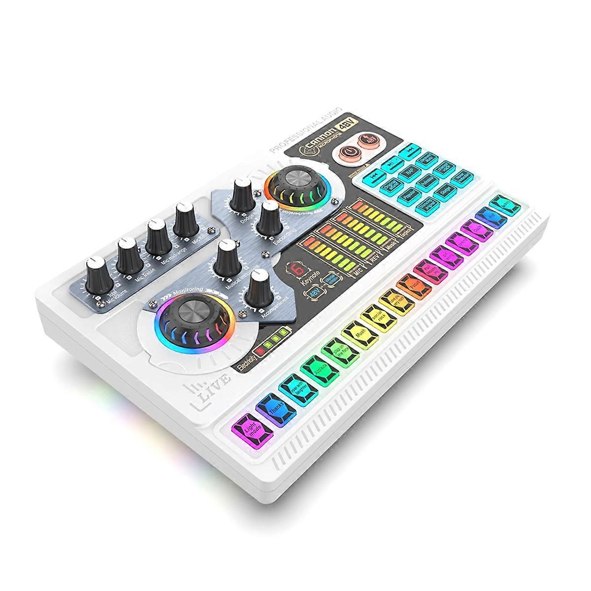 X5 Sound Card Live Music Mixer Vlog Recording Voice Changer Stereo Audio Mixer Sound Card for PC Recording Streaming