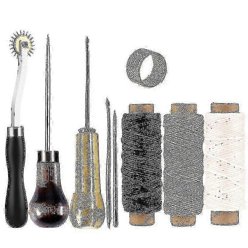 Professional Leather Craft Tool Kit Hand Sewing, Punching & Carving Set for DIY Projects