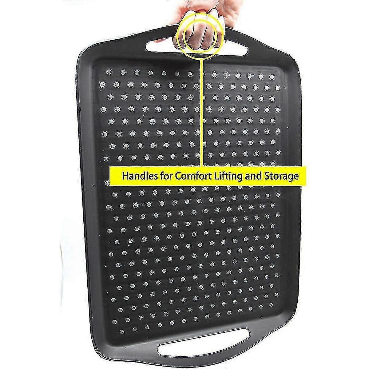 2025 Rectangular Non-slip Plastic Tray With Handle Black Tray With Handle Suitable For Home Kitchen And