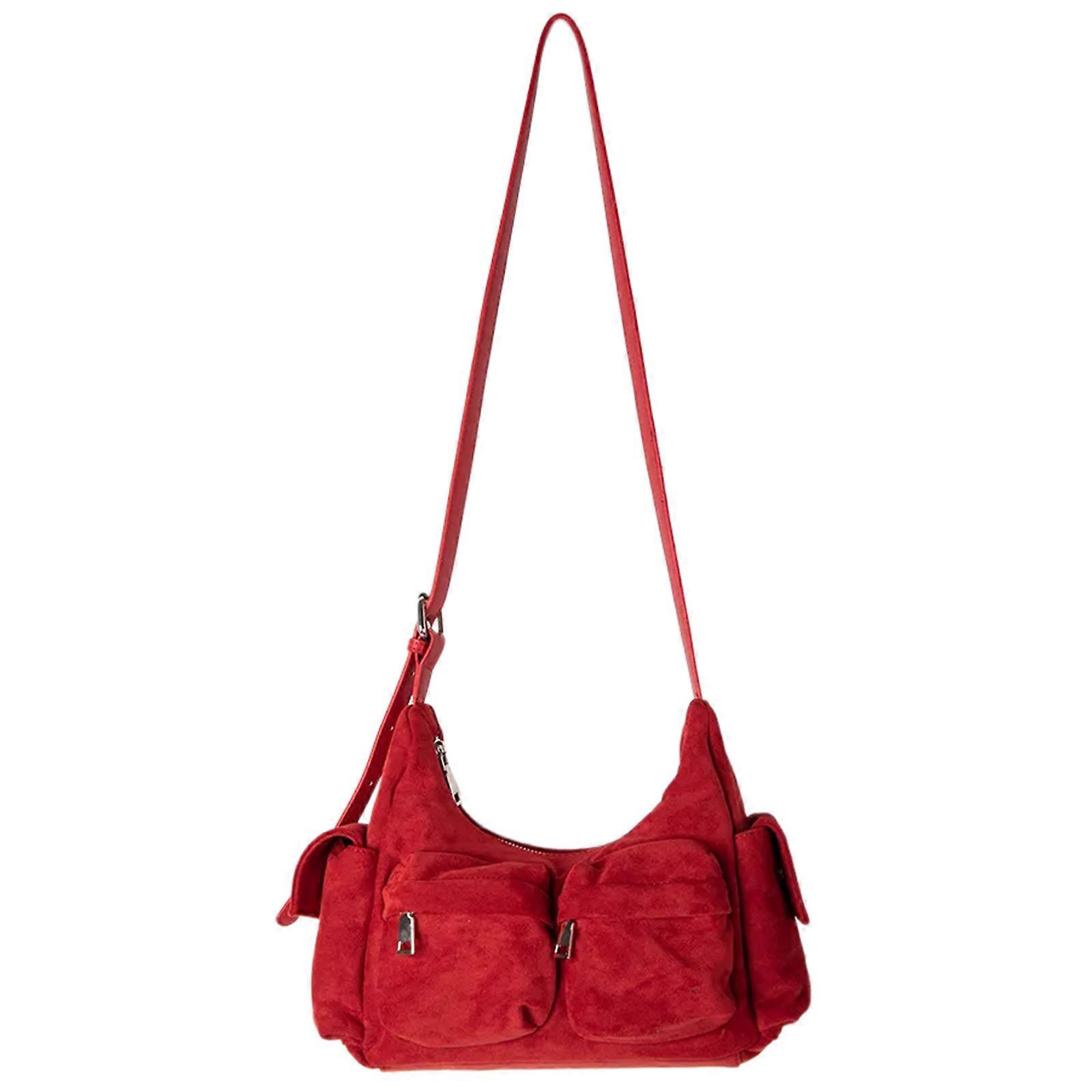 Women's Crossbody Purse with Adjustable Strap Multi Zippered Pockets Shoulder Bags for Travel and Daily Use  Red