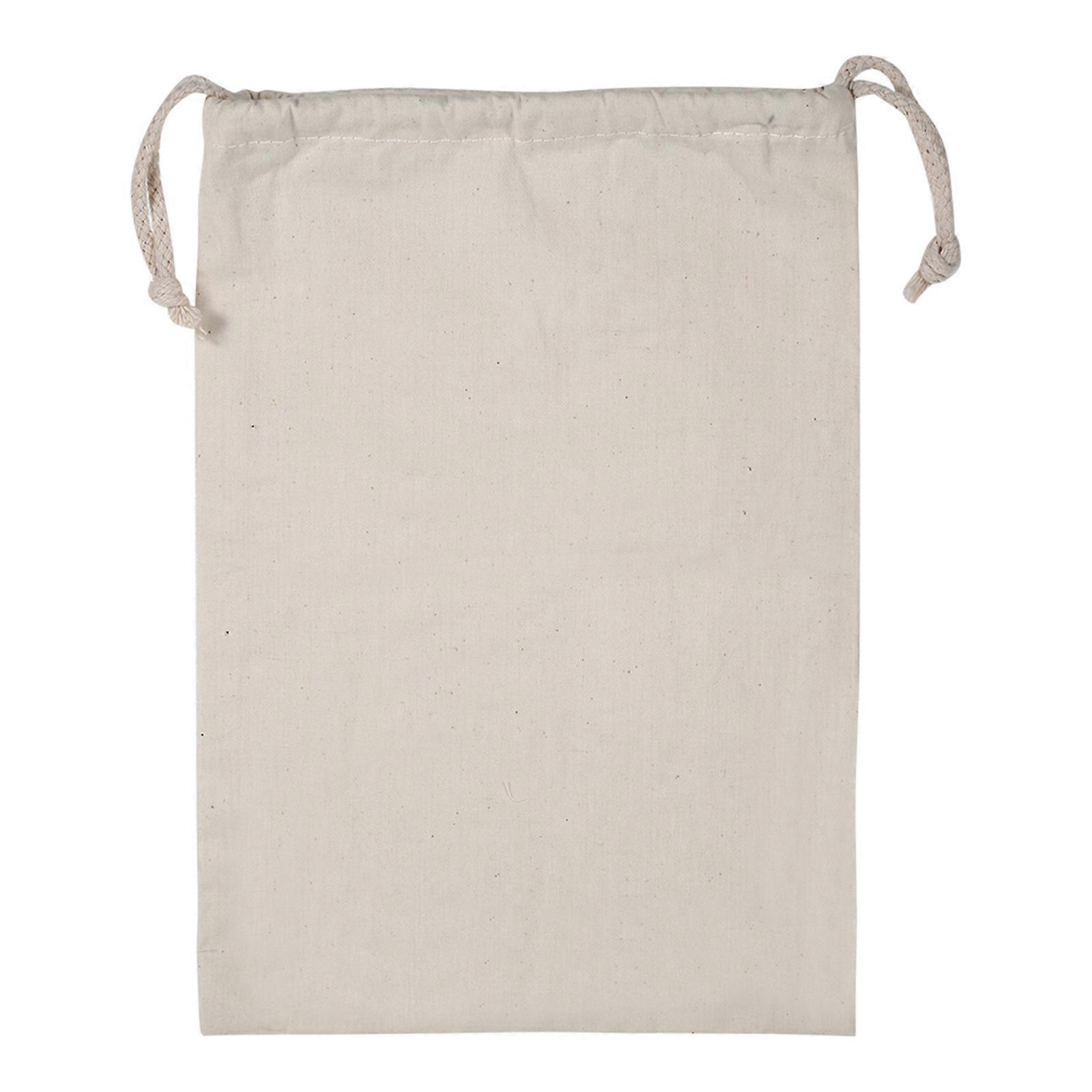 Plain Cotton Drawstring Laundry Sack 22x28cm Household Storage Bag for Travel Home Use Lightweight Durable