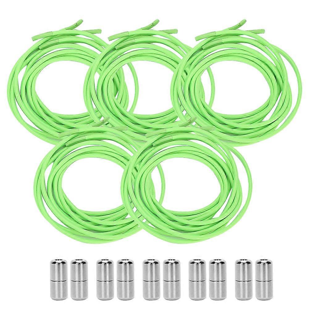 5 Pairs Lazy Shoelaces No Tie Elastic Versatile Metal Laces for Sneaker Bright Green