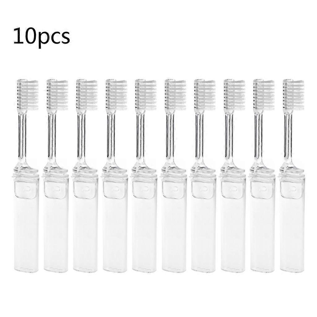 10Pcs Transparent Portable jetable Brosse à dents pliante Poils souples Transparent