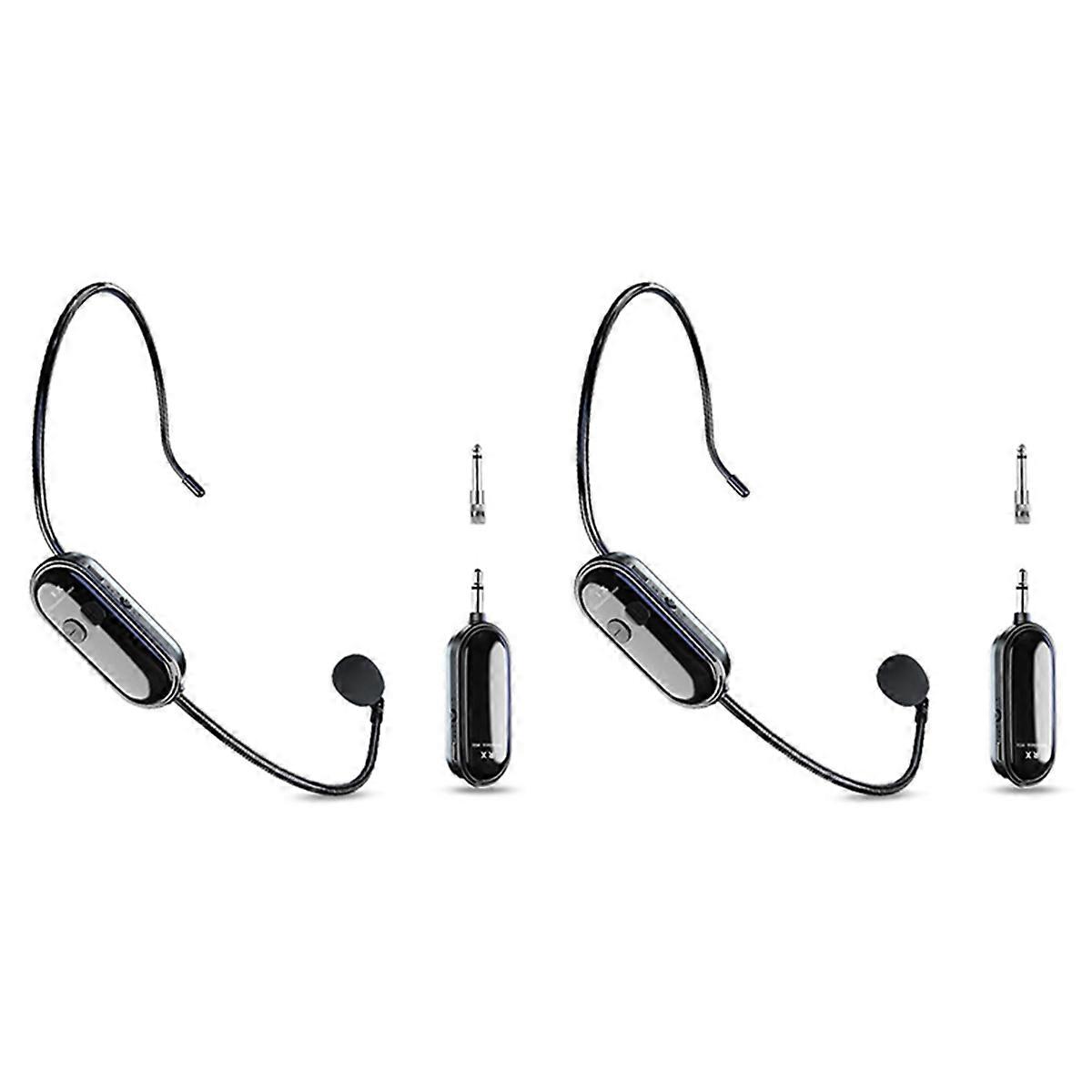 2Pcs 2.4G Wireless Microphone Headset Long Range 30M for Voice Amplifiers, Speakers, Karaoke, Teach
