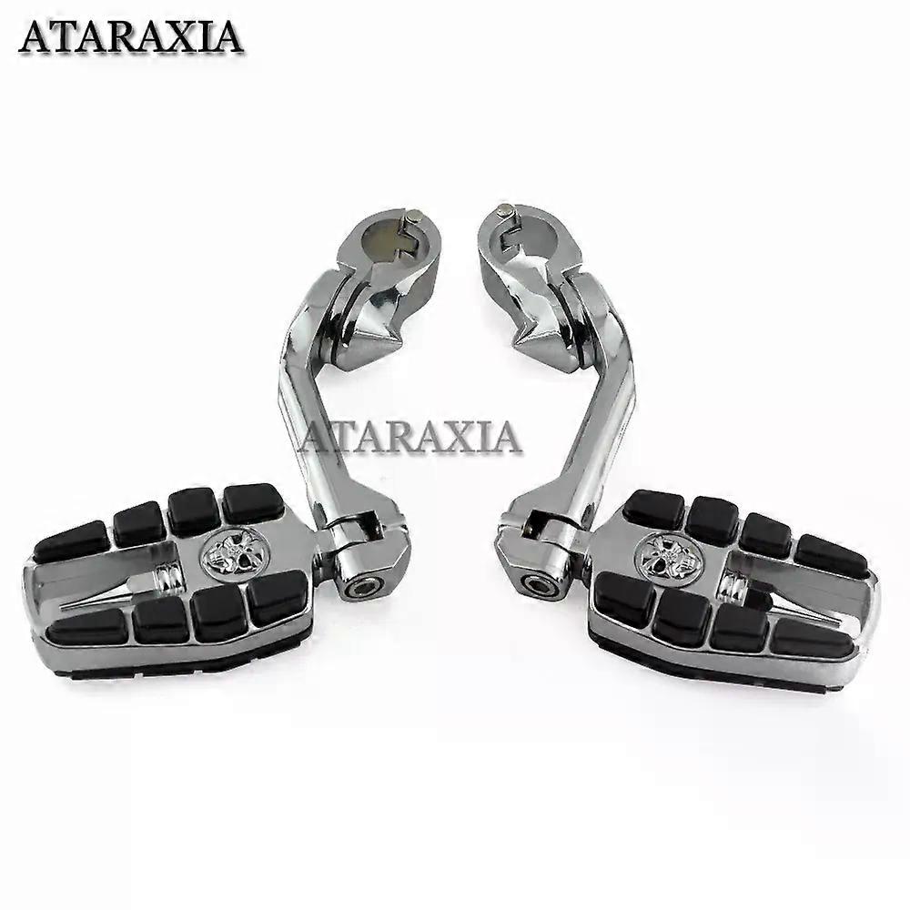 32mm Highway Pegs Adjustable Motorcycle Footpegs Engine Guard Crash Bar Footrest Mount compatible for Harl-ey Sportster XL Dyna Softail