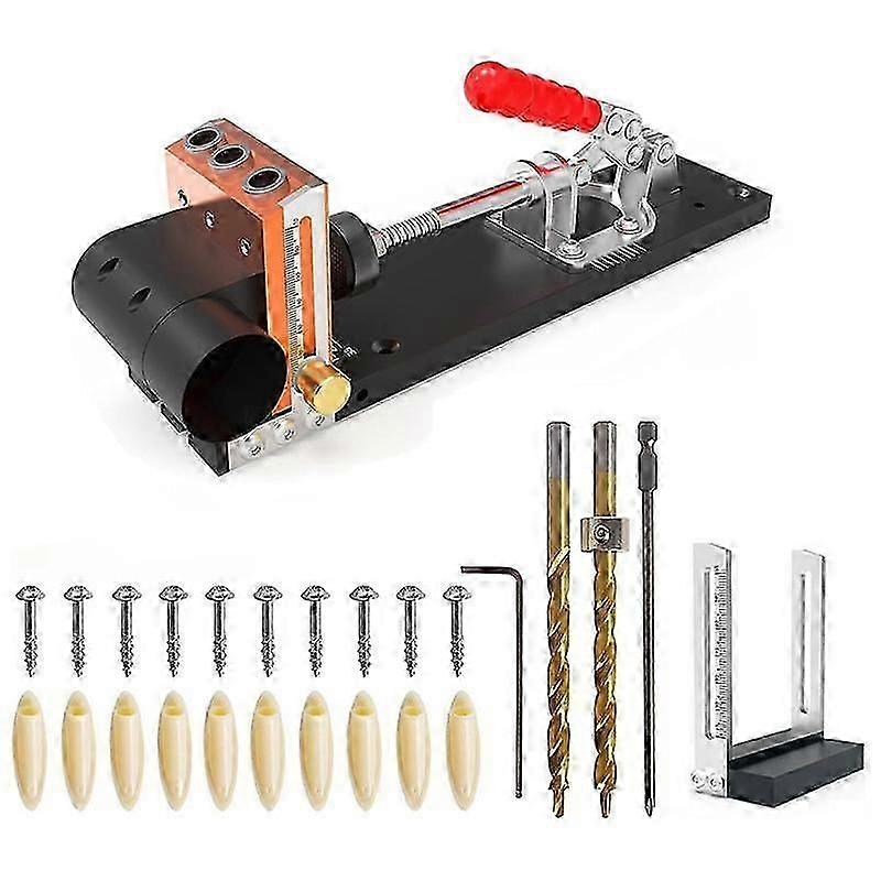 Pocket Hole Jig Kit with 3 Drilling Hole Tools Pocket Screw Jig Woodworking Tool Professional Jig K