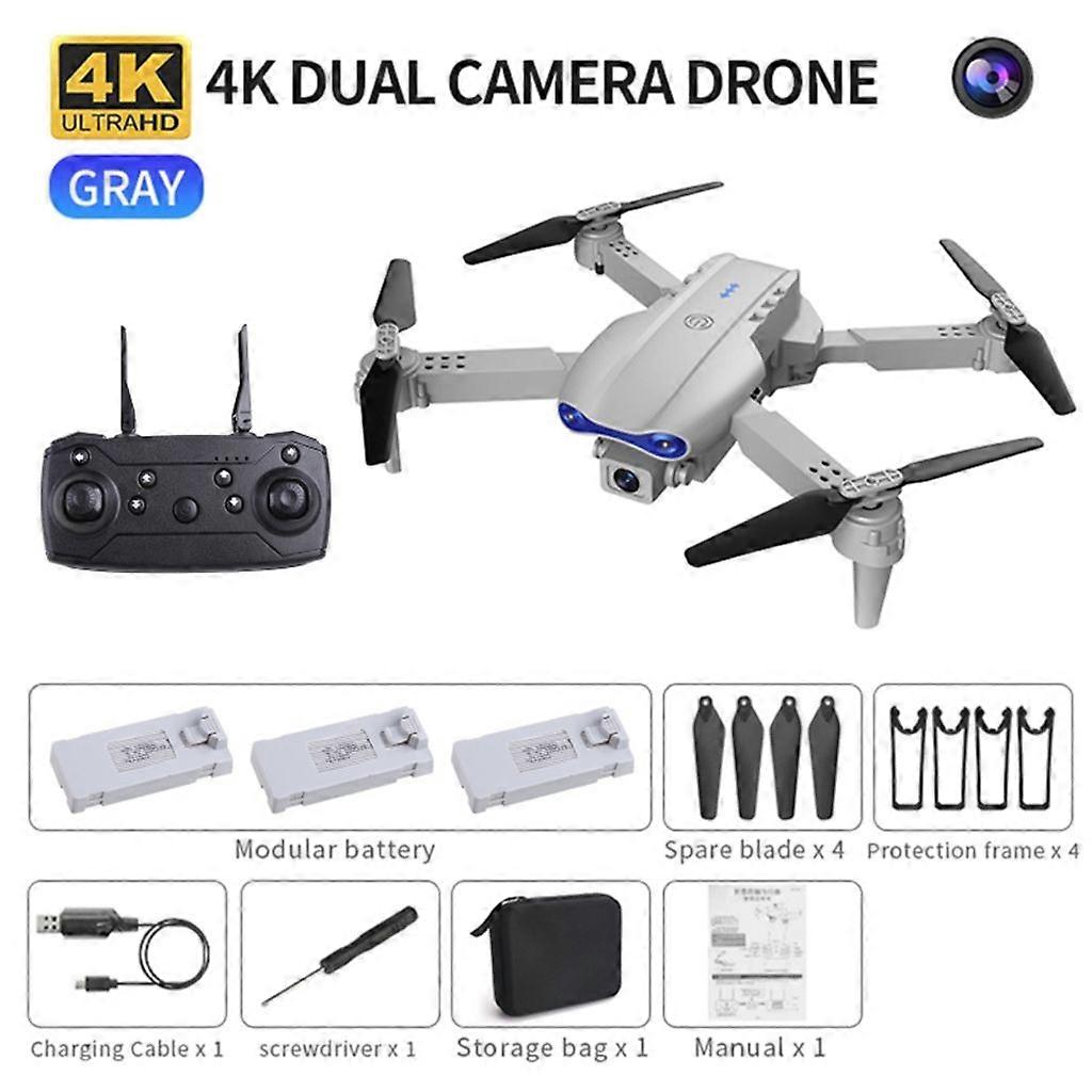 E99 K3 Drone 4K Dual/Single Camera 6-Axis 3-ways Obstacle Avoidance Foldable RC Quadcopter Headless Mode for Kids Beginners