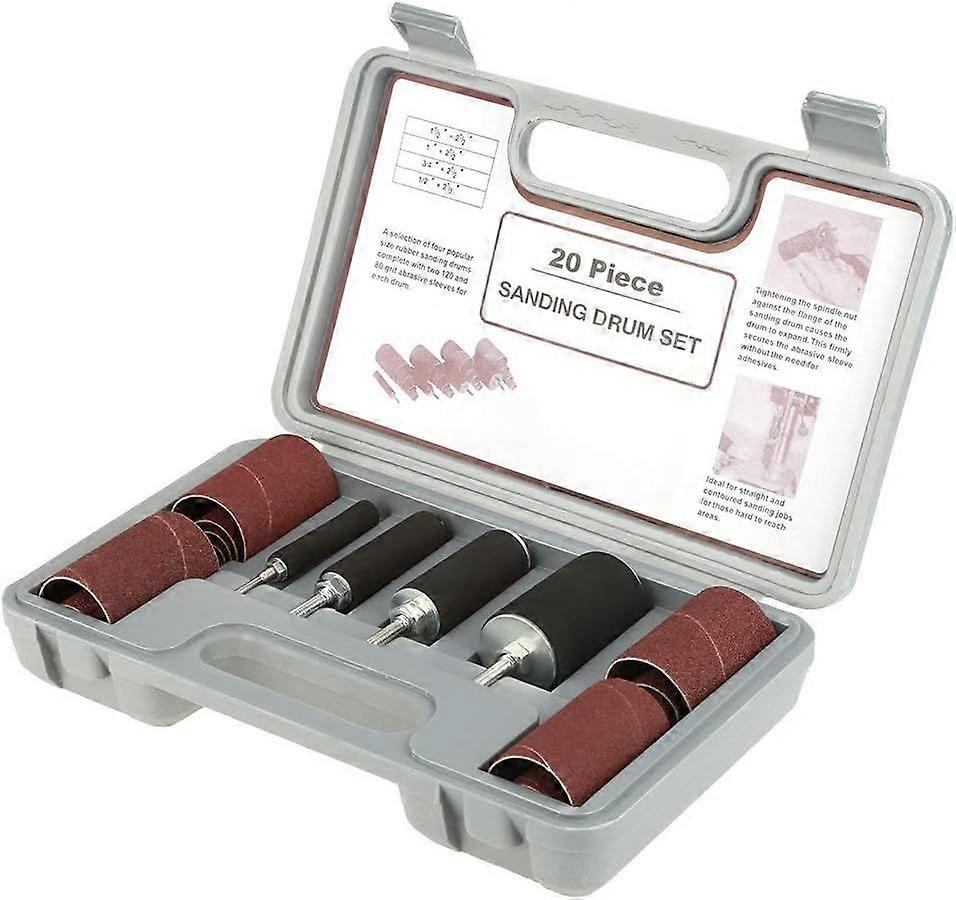 Sanding Tool Kit 20pcs Sanding Drum Sander with Drill Press Case