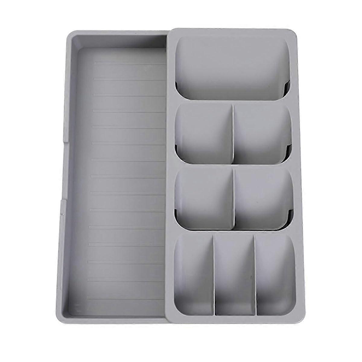 Kitchen Silverware Organizer Drawer, Non-Slip Compact Storage for Flatware, Spoons, Forks, Gray Color, Multi-Scenario Use