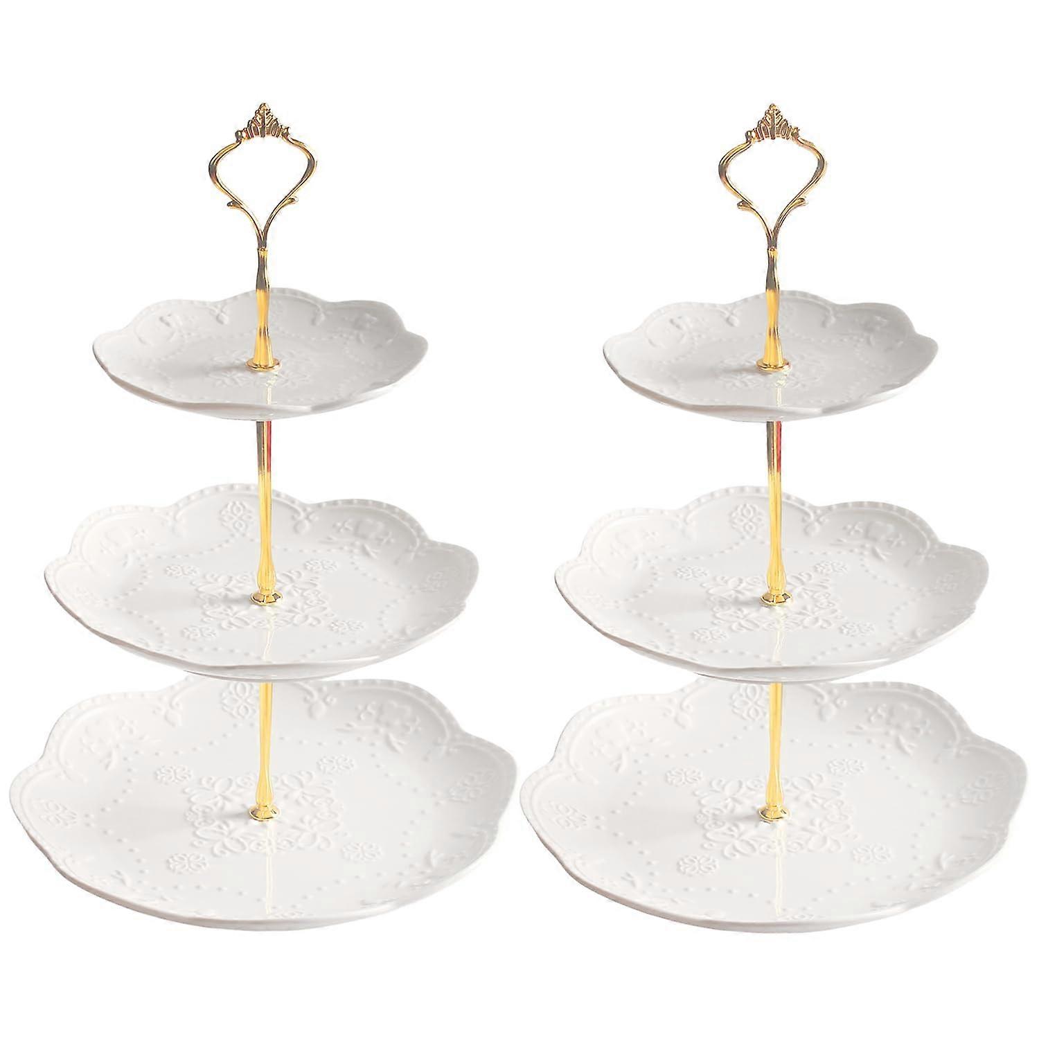 Cupcake Stand Holder 2 Piece Set Two Tier Candy White Bar Party Decor