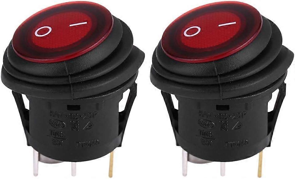 Led Switch Button,2pcs Red LED Round Toggle Rocker Switch,Round Latching Button I/O,Auto Car Boat Switch 12V 20A 3 Pin for Boat Motorcycle