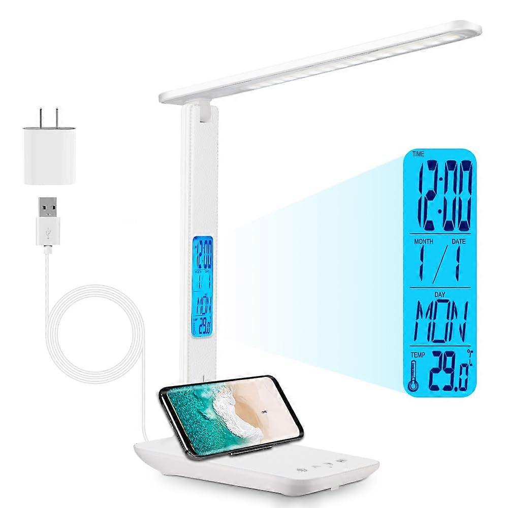 Rechargeable LED Table Lamp Clock, Table Lamp for Home Office, Working Lamp for Reading
