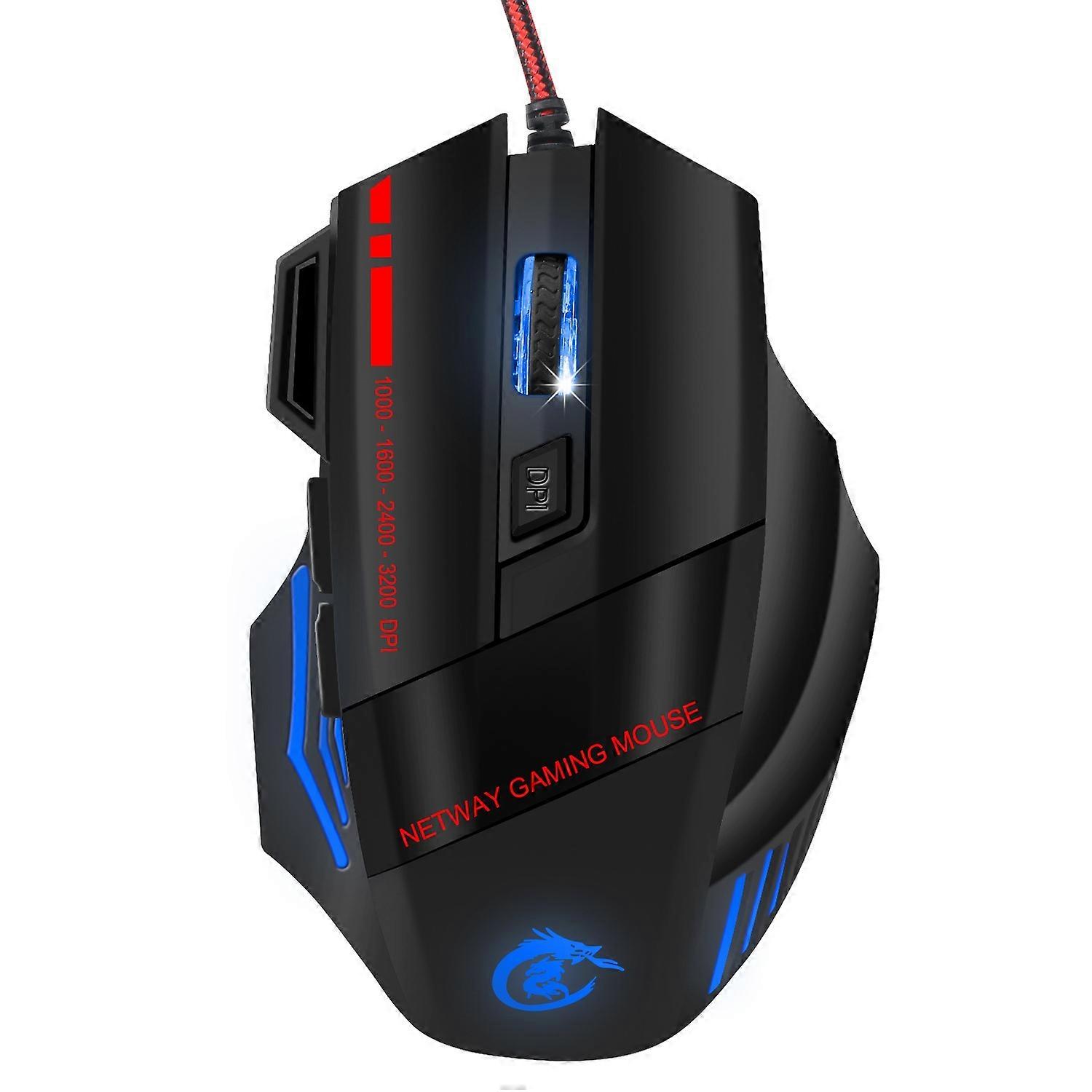 HXSJ A907 7 Keys Colorful Luminous 7D Wired Gaming Mouse A907 Black