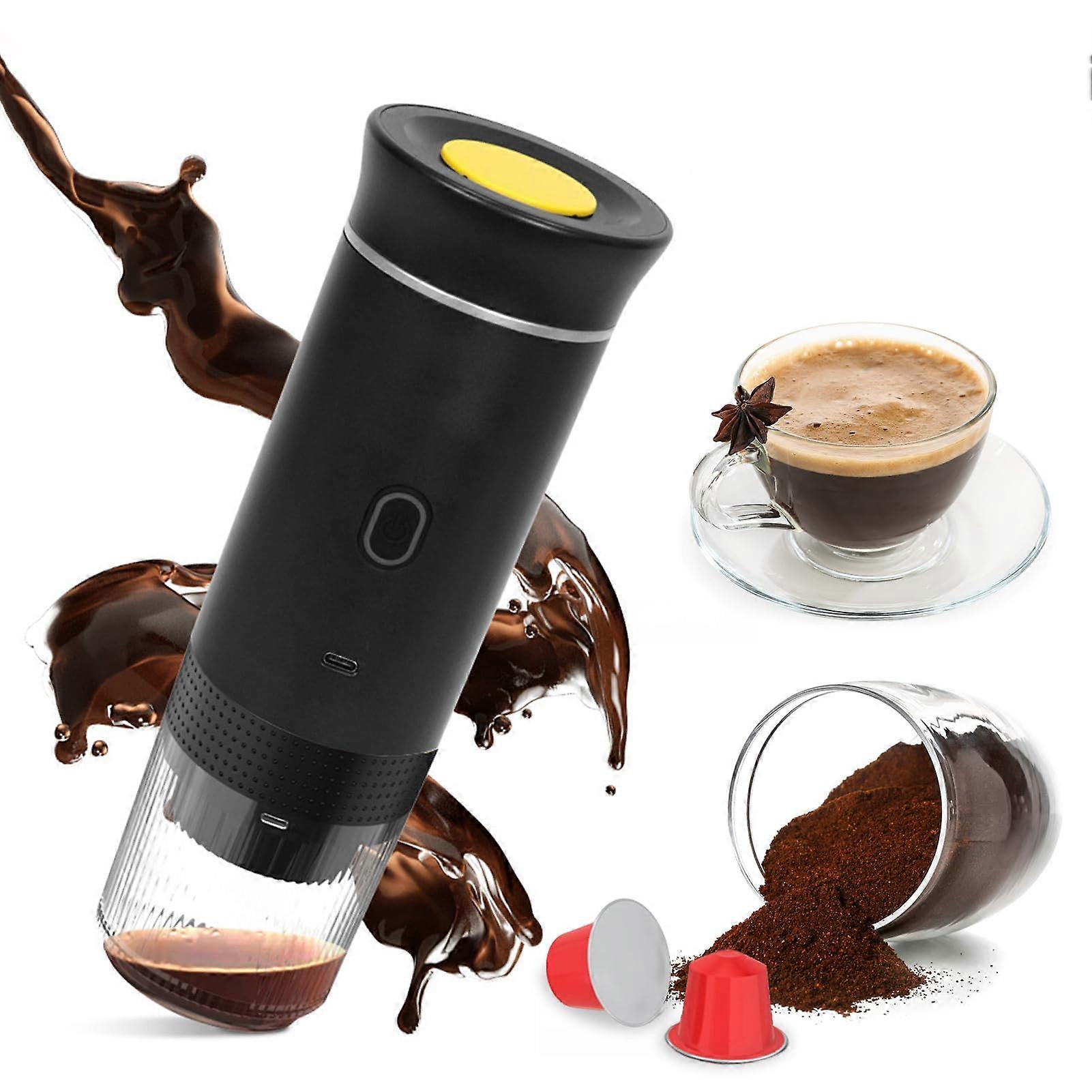 Electric Espresso Machine, Travel Coffee Maker with USBC, Supports Ground Coffee Capsule
