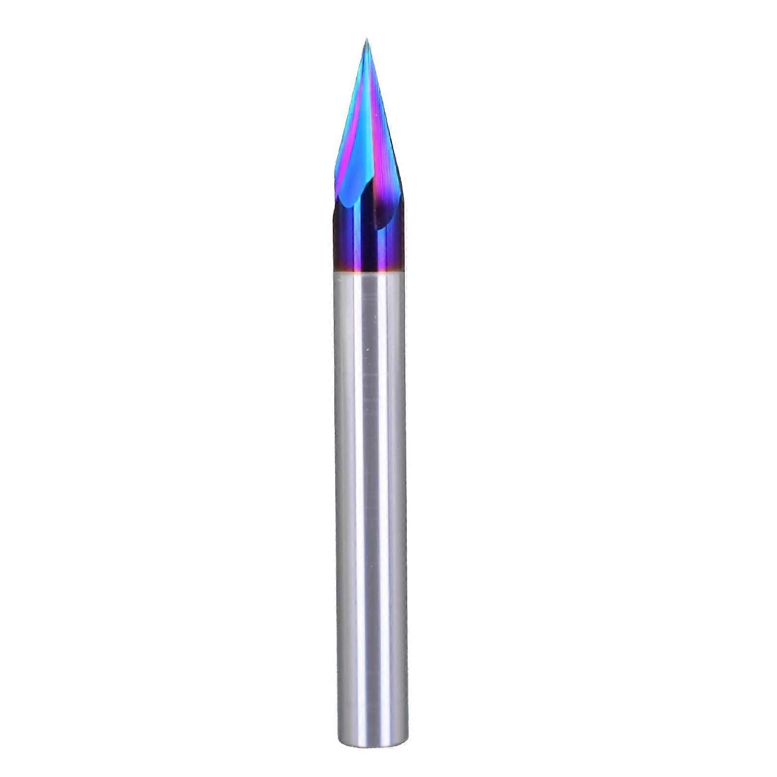 1/4" Shank 30 Degree Engraving Bit Carbide CNC Chamfer End Mill, 3-Flute V Groove Router Bit With Blue NACO Coating