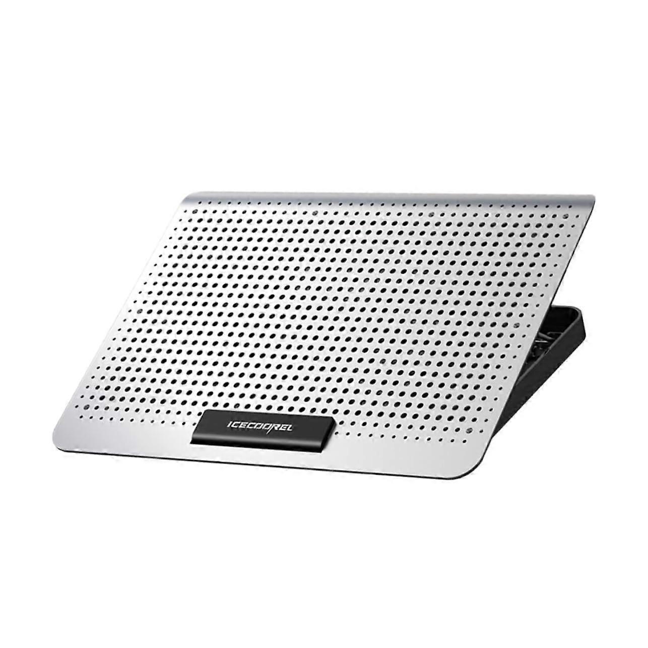 Metal Texture Laptop Stand Riser with Aluminum Alloy Panel, 7 Adjustable Height Levels, Silent Cooling Fan, Portable Design for Gaming and Office Use