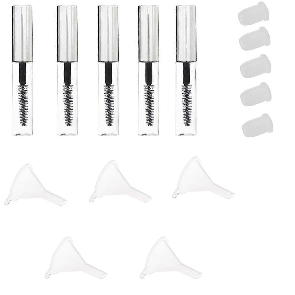 5 Bottles Mascara Container Tubes Vials with , Refillable With Funnels, Portable