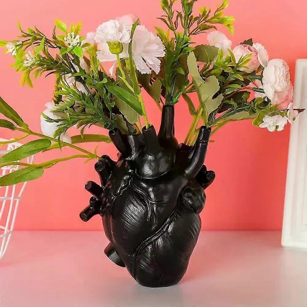 1pc, Heart Vase, Vases For Flowers Creative Heart-Shaped Sculpture ,Customized Vase, Heart-Shaped Art Resin Vase Desktop Home De