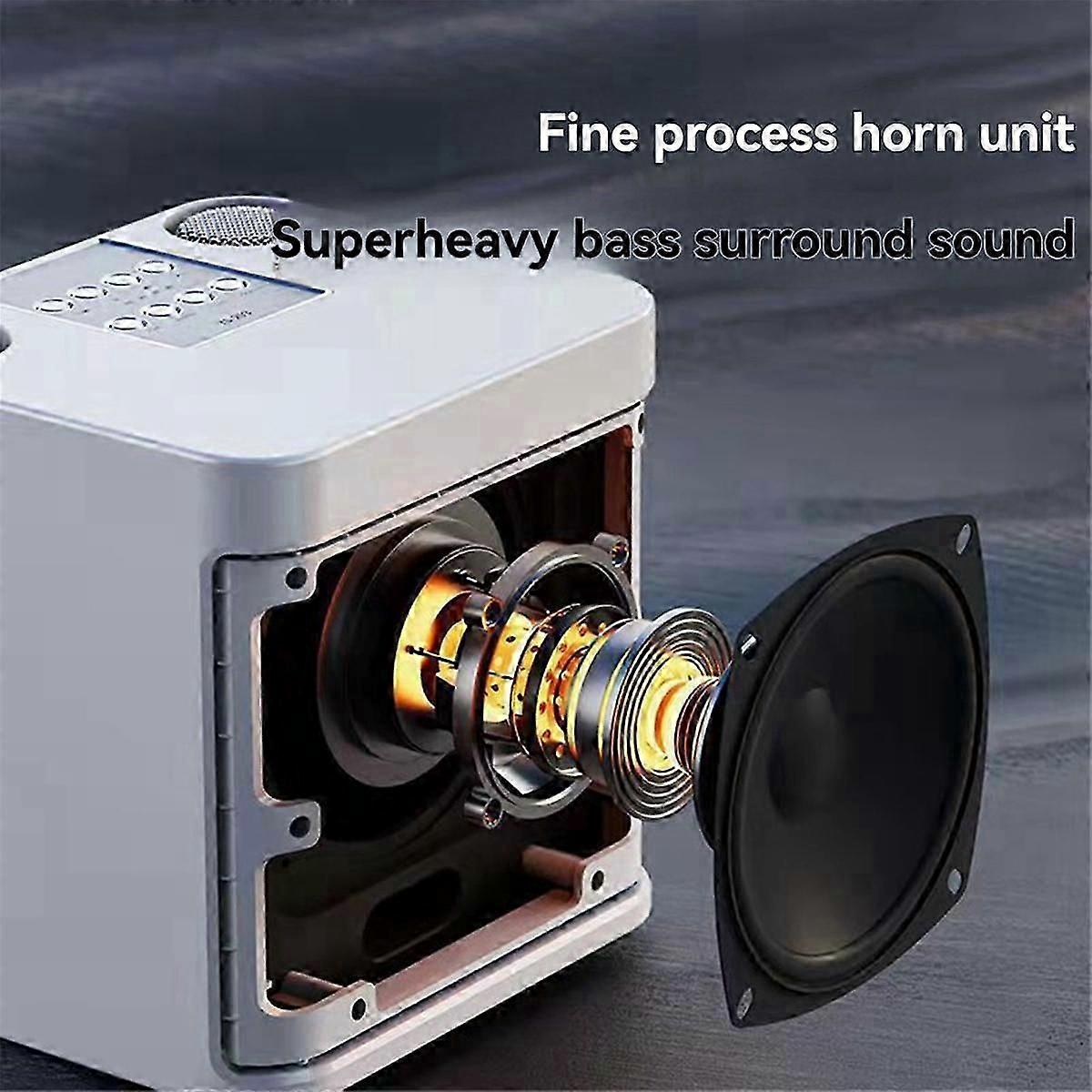 -203 Karaoke Set Karaoke Speaker Wireless Bluetooth Dual Microphone Speaker Microphone Machine White