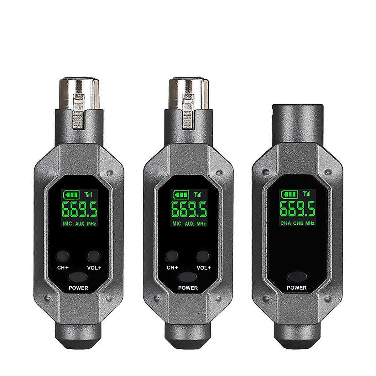 Microphone Wireless System Transmitter Receiver 1 with 2 Use