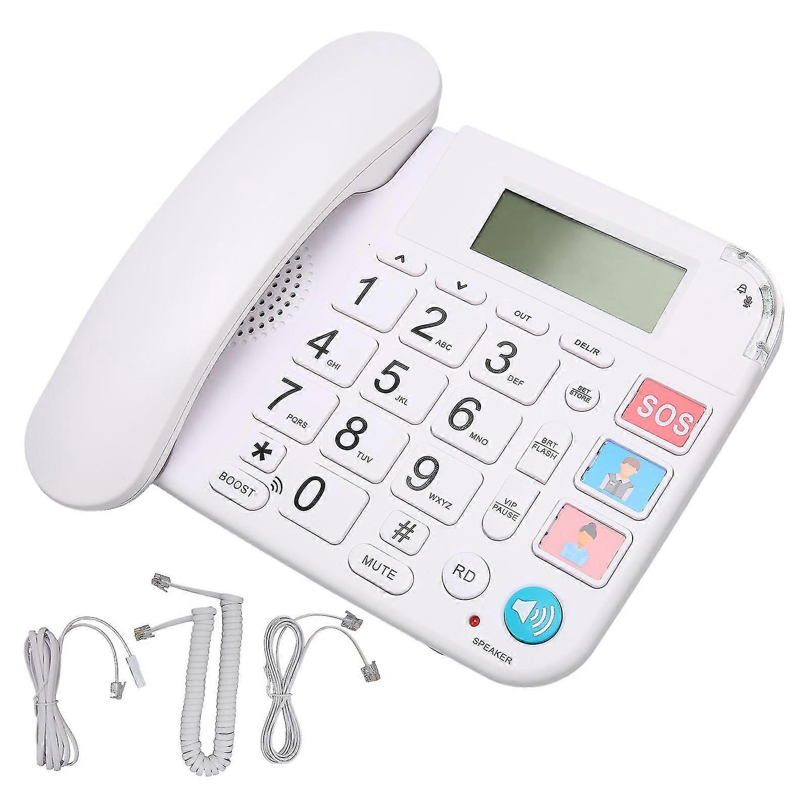 Home Corded Phone Lcd Display Ringtone Volume Adjustment Big Button Landline With Speaker For Seniors