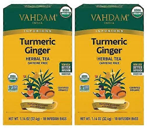 Vahdam India Infusions Turmeric Herbal Tea Ginger 2 Pack