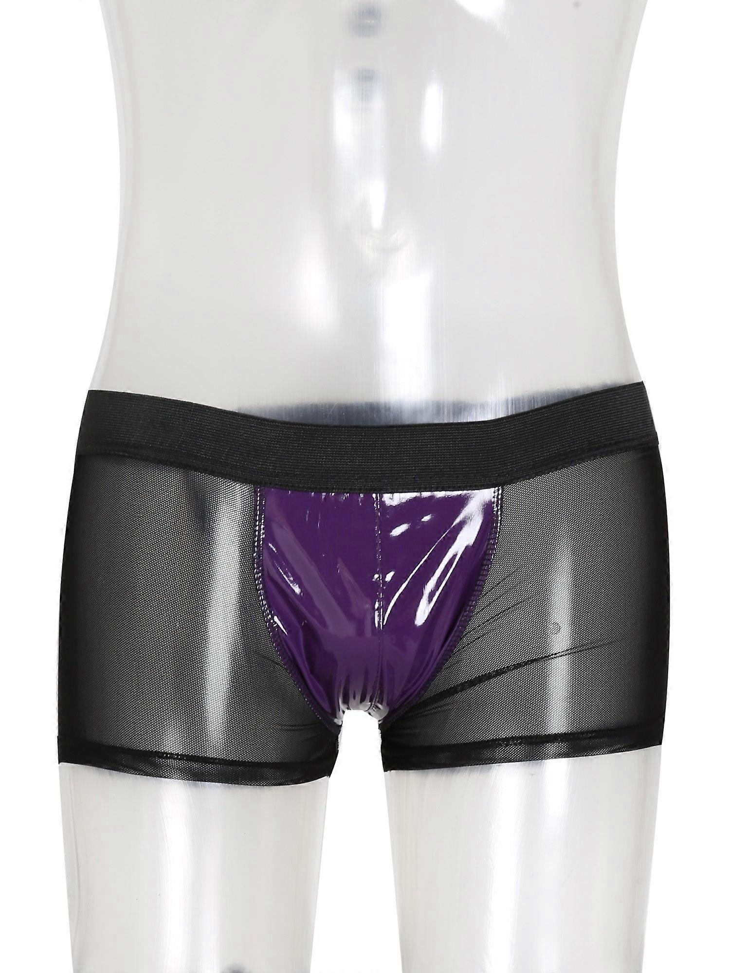 Purple Pvc Paneled Mesh Material Boxers