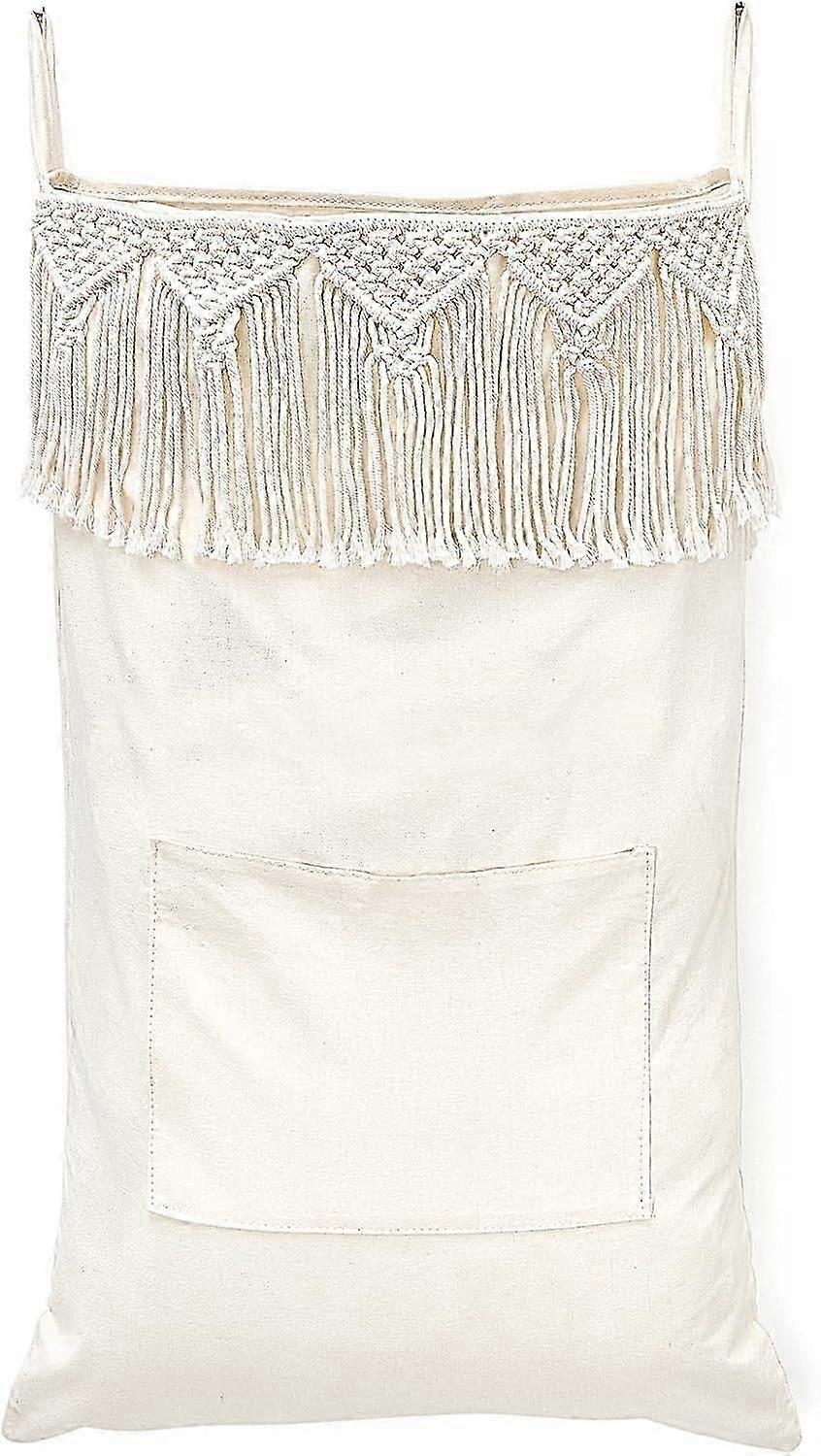Hanging Laundry Hamper - Boho Decor Laundry Bag with Zipper and Over-The-Door Hooks