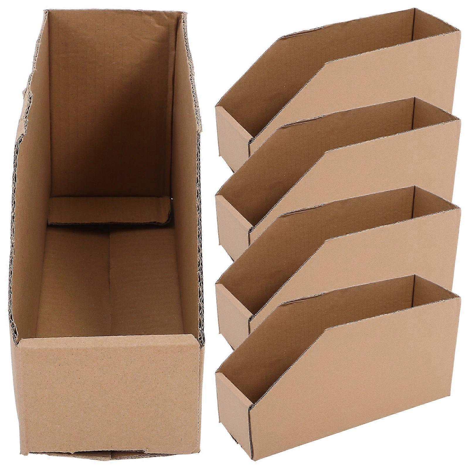 5pcs Corrugated Cardboard Storage Bins Topper Opening Storage Boxes Organizing Parts Bins For Moving Packing And Storage