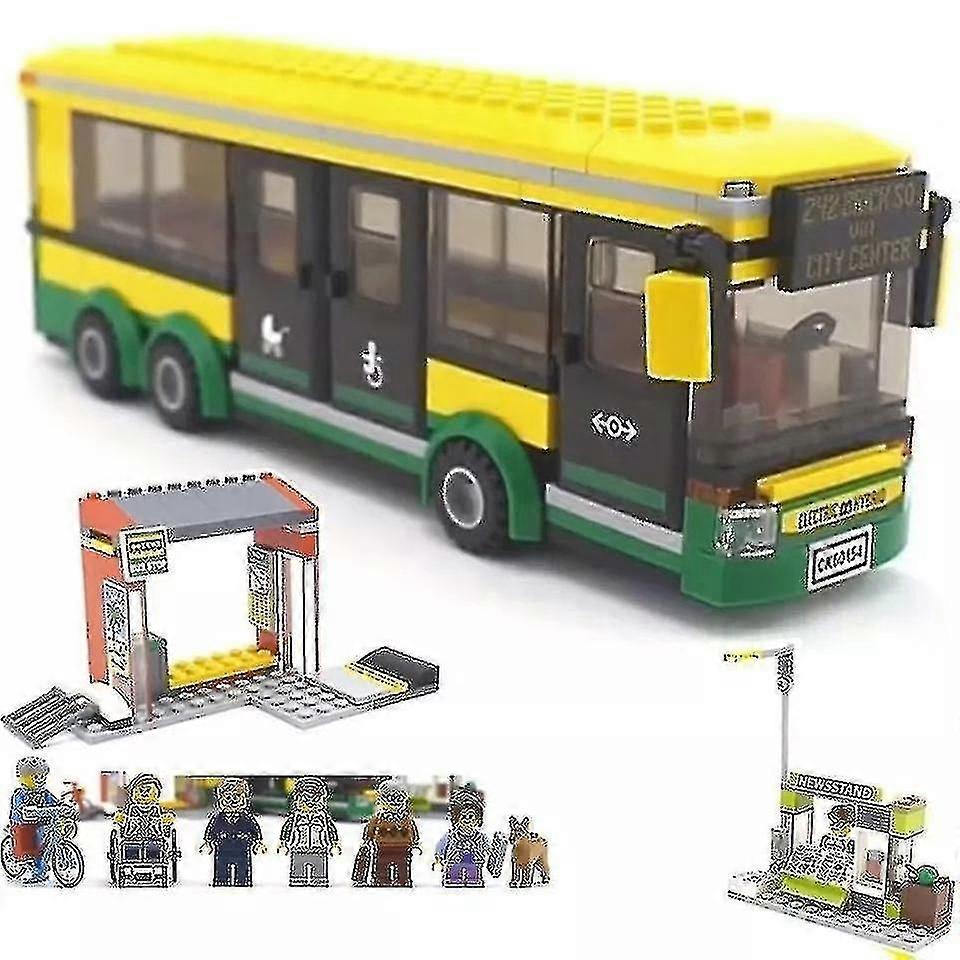 02078 60154 Compatible Lepining City Town Bus Station Classic Building Blocks 377pcs Newsstand Model