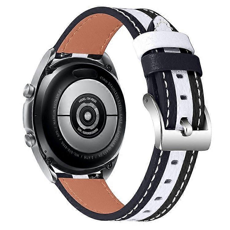 For Garmin Vivomove Luxe/GarminMove Luxe Cowhide Leather Wrist Band Color Splicing Design Replacement Adjustable Strap (20mm)