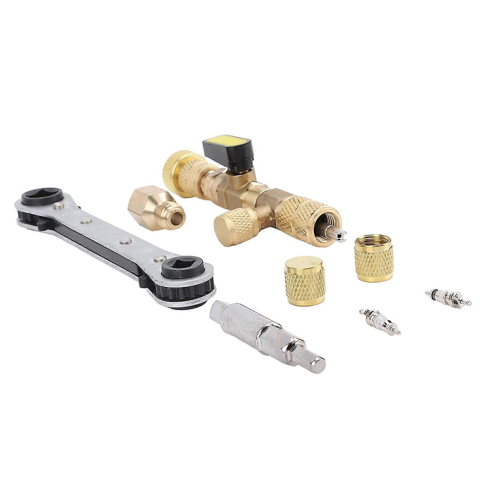 Valve Core Remover Tool with Dual Size SAE 1/4in and 5/16in Port Valve Core Remover Installer Tool for R22 R12 R407 R410 R404 R32 AC System 34pc Set 