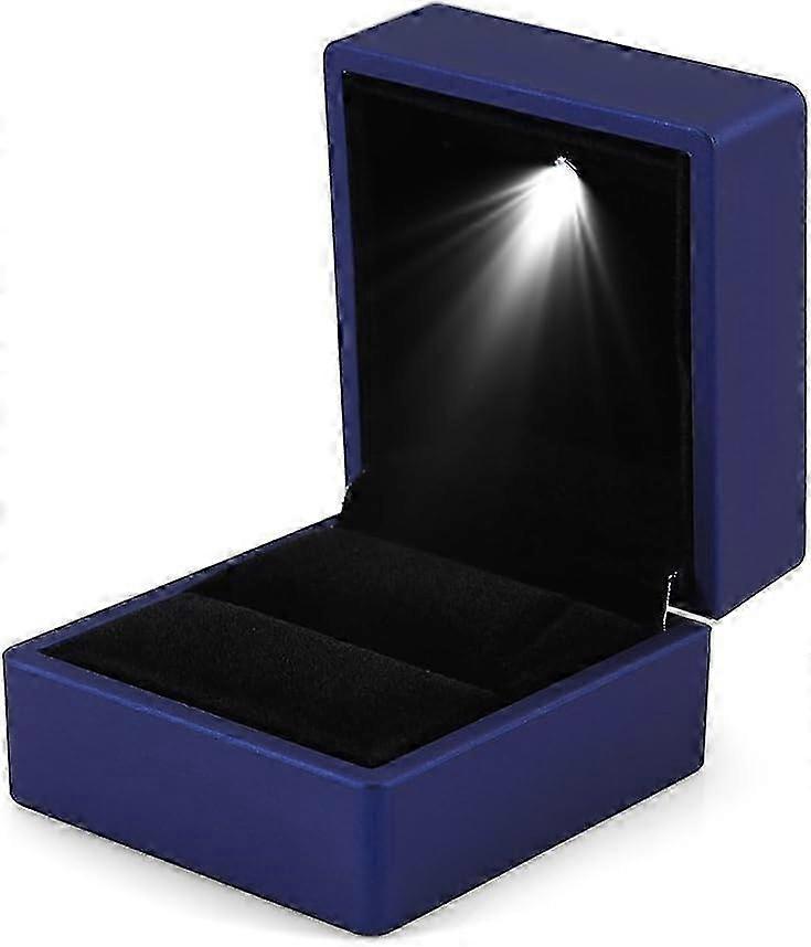 LED Light Up Ring Storage Case Jewelry Holder (Blue)