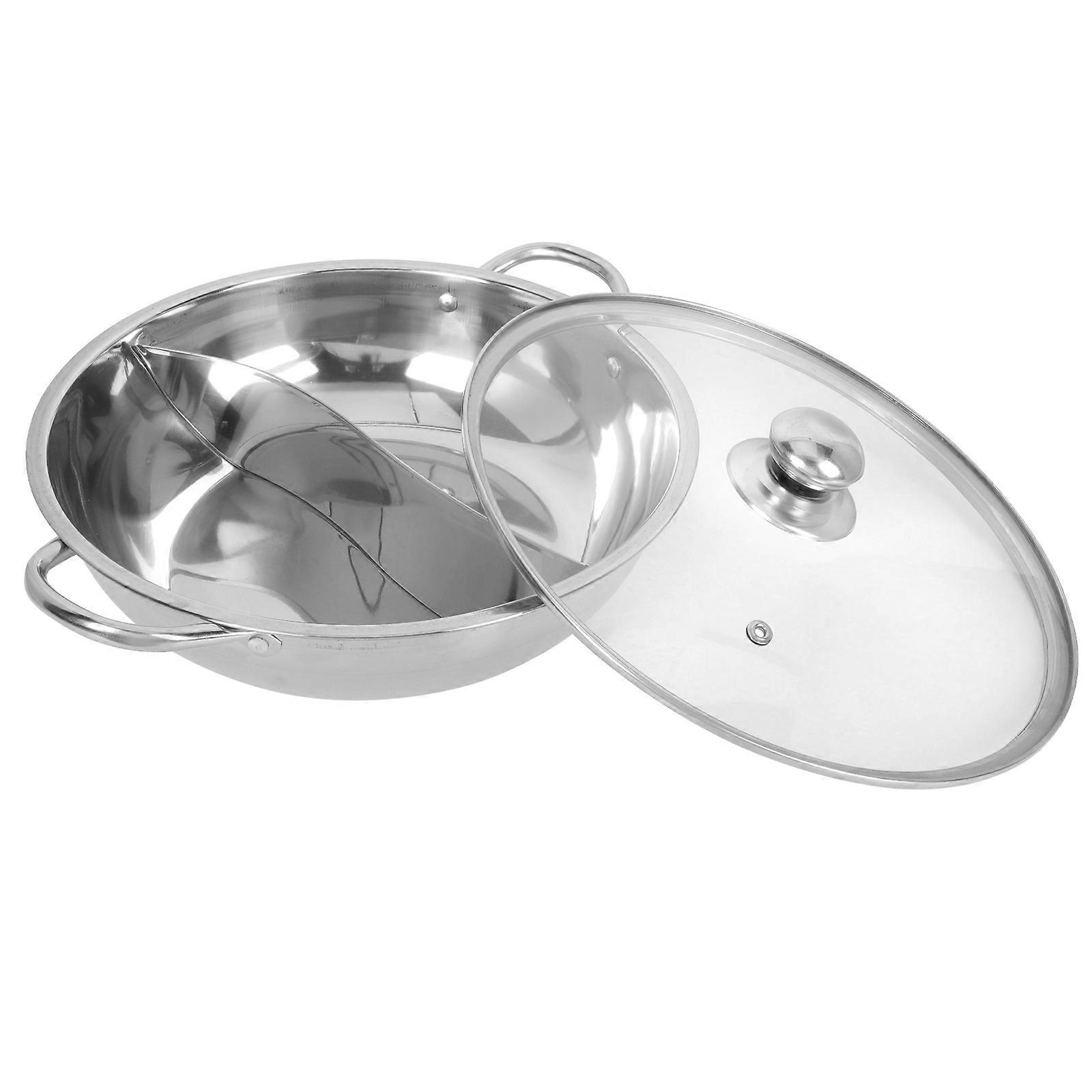 Double Flavor Stainless Steel Hot Pot with Compartment Design for Family Cooking – Includes Random Lid Style