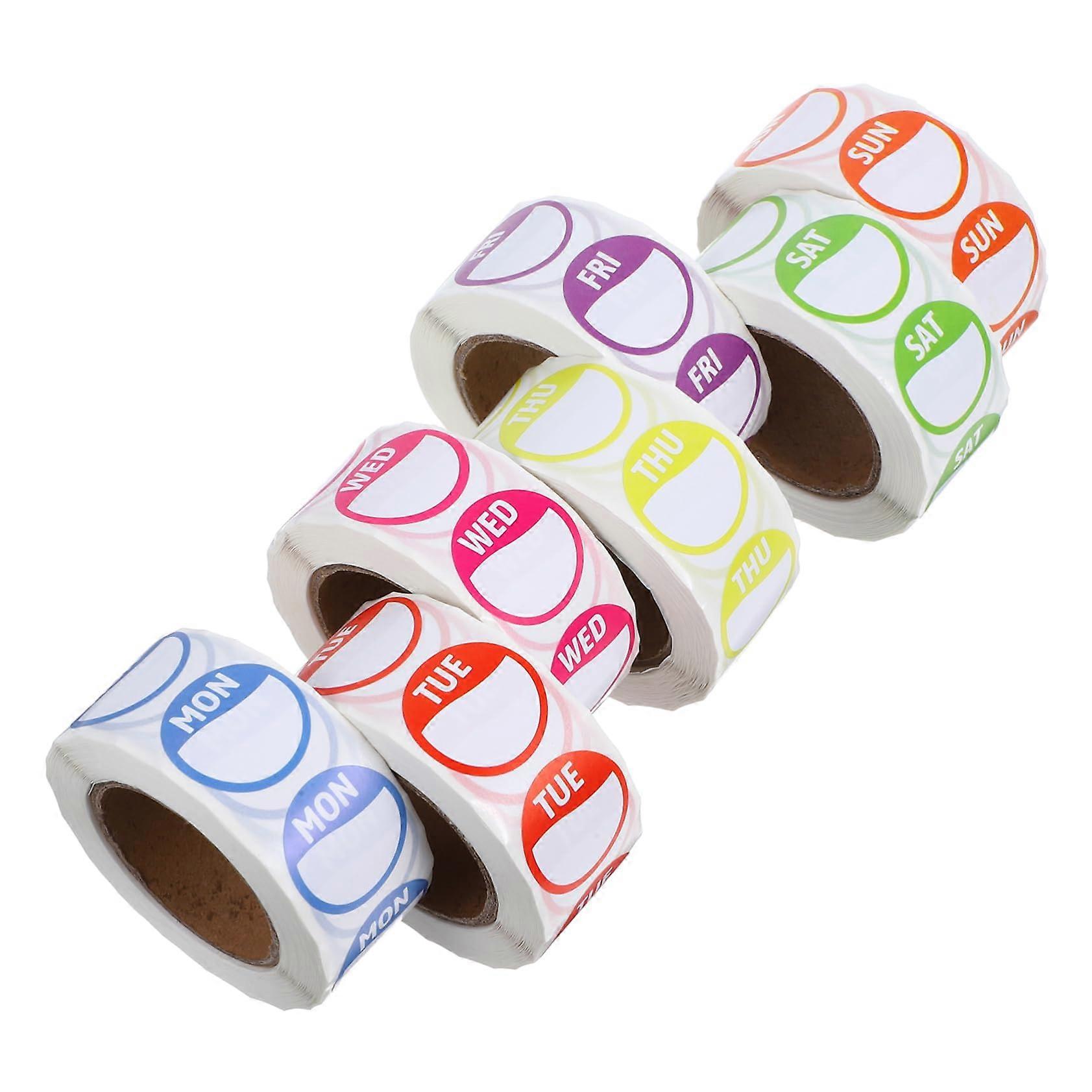 Restaurant Day Labels 7 Rolls Day of Week Adhesive Dots Dot Stickers for Inventory